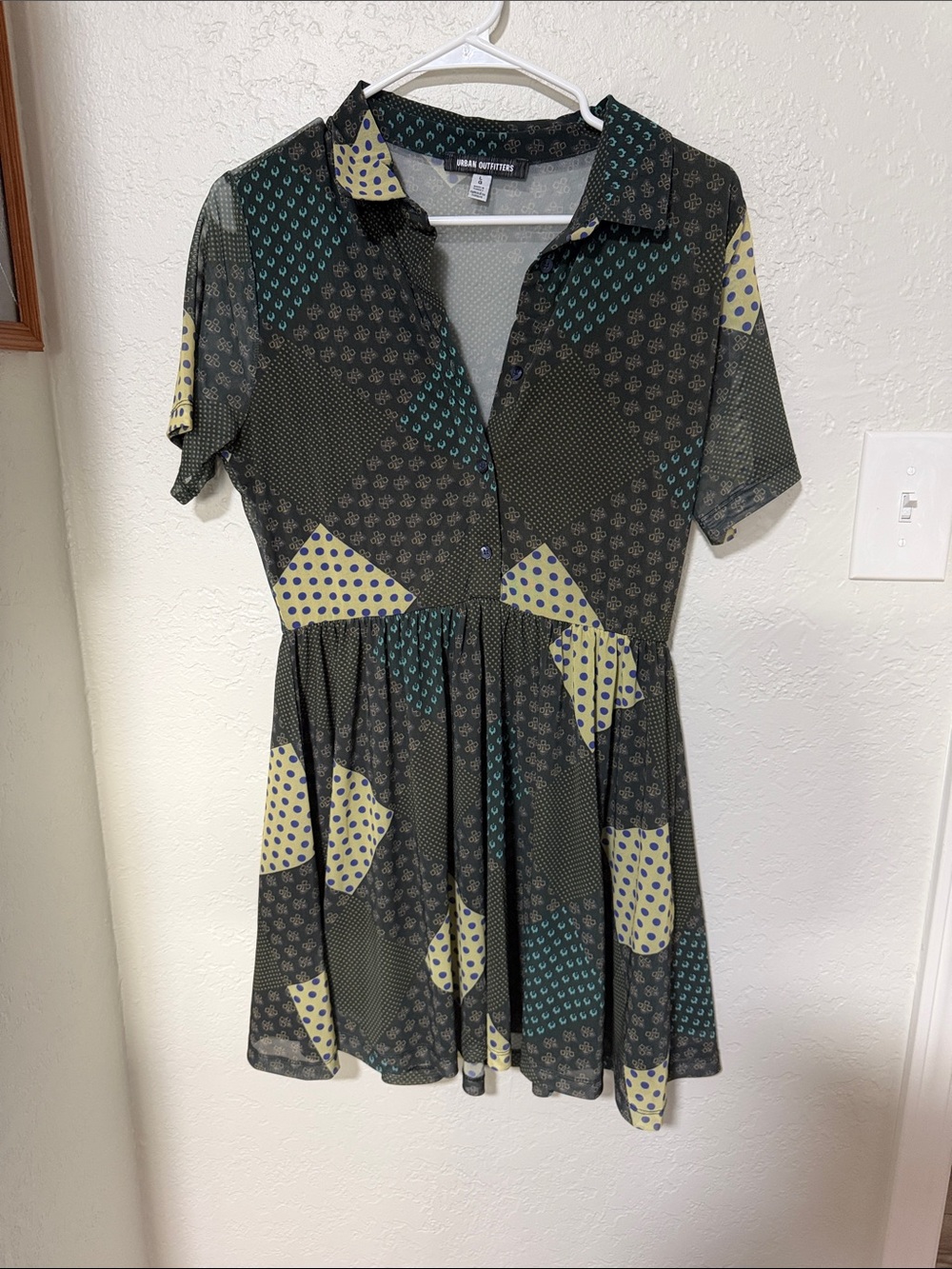 Urban Outfitters Black Mini Dress with Yellow and Teal Patchwork